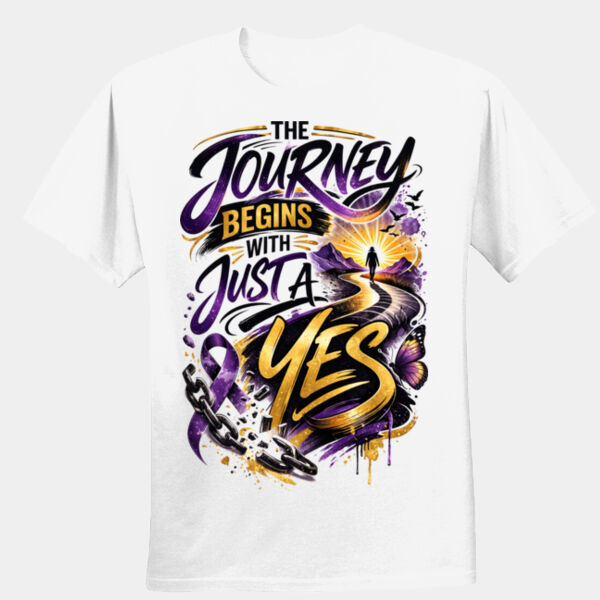 The Journey Begins with just a yes - Unisex Performance® T-Shirt Thumbnail